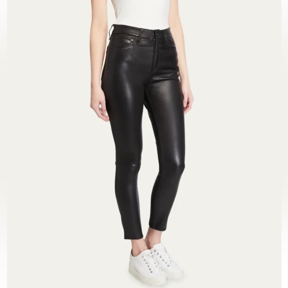 Rag & Bone Nina 100% lamb leather high rise pants size 26
